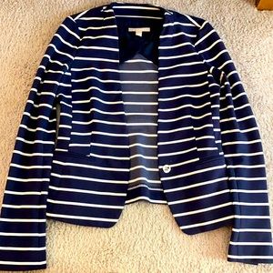 Banana Republic White and Navy striped blazer